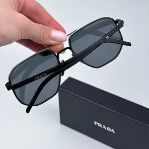 Prada Sunglasses Black Polarized Dark Grey Pilot PR59YS 1AB5Z1 BRAND NEW Prada | Accessories | Prada Men Brand New Sunglasses Black  main image 3